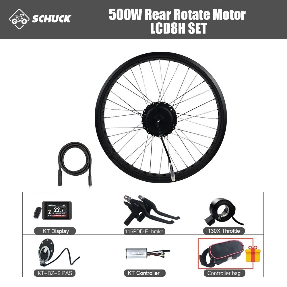 36V 48V 500W Snow E-bike Rear Rotate Hub Motor Conversion Kit 20 / 26 Inch Wheel