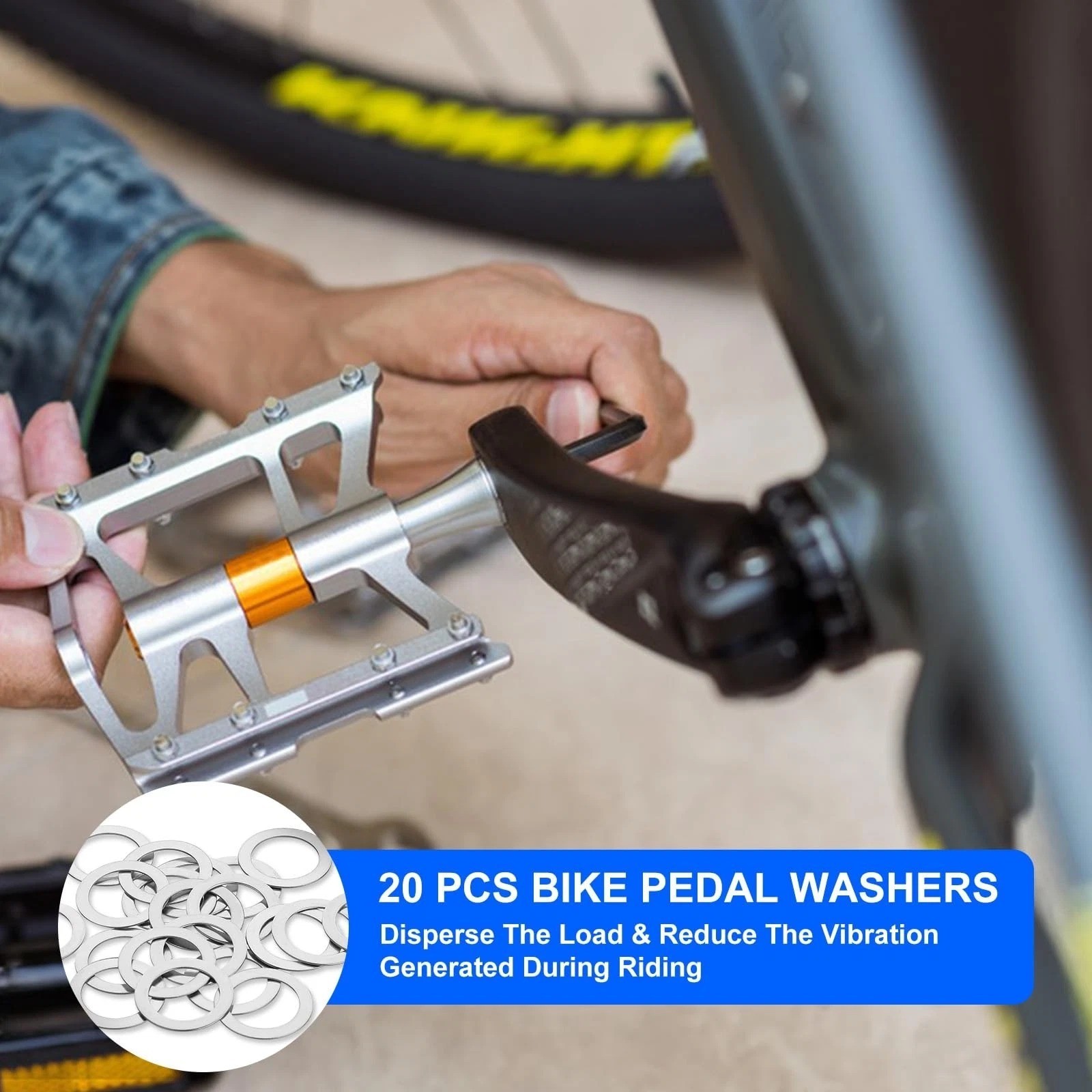 20PCS Pedal Washers Spacers, 9/16” Road Bike Pedal Extenders Bicycle Stainles…