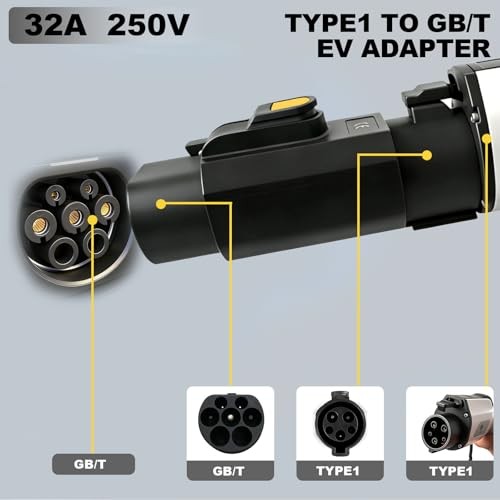 EV Charger Connector Type 1 to GBT Charger Adapter for Electric Vehicle Black