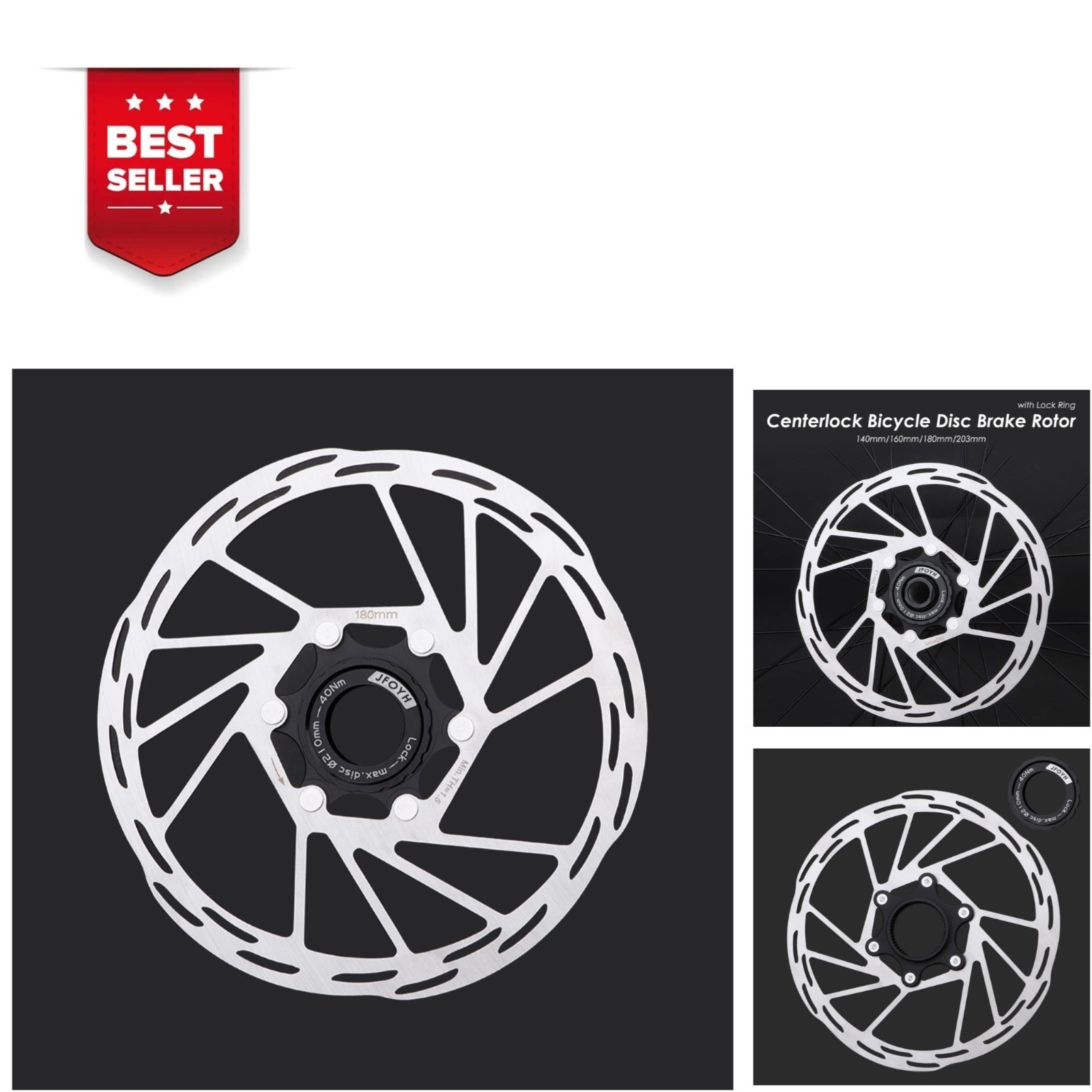 JFOYH 180mm Centerlock Disc Brake Rotor – High Strength, 1.8mm Thickness