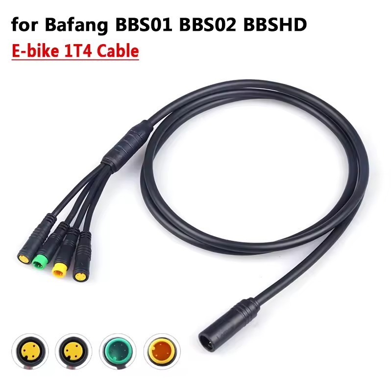 1T4 Waterproof Extension Cable 120cm for Bafang BBS01 BBS02 BBSHD Mid Motor
