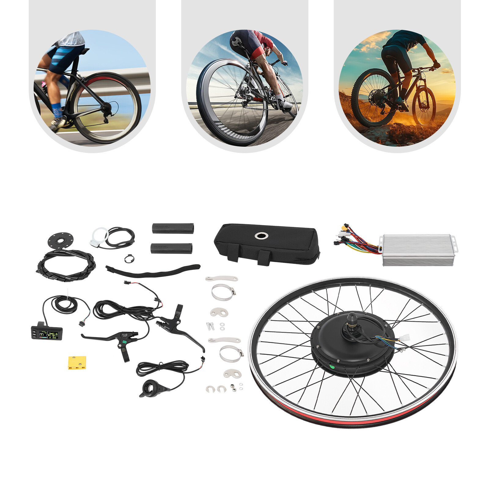 27.5″ 48V Electric Bike Rear Hub Motor Wheel Set LCD E-Bike Conversion Kit 2000W