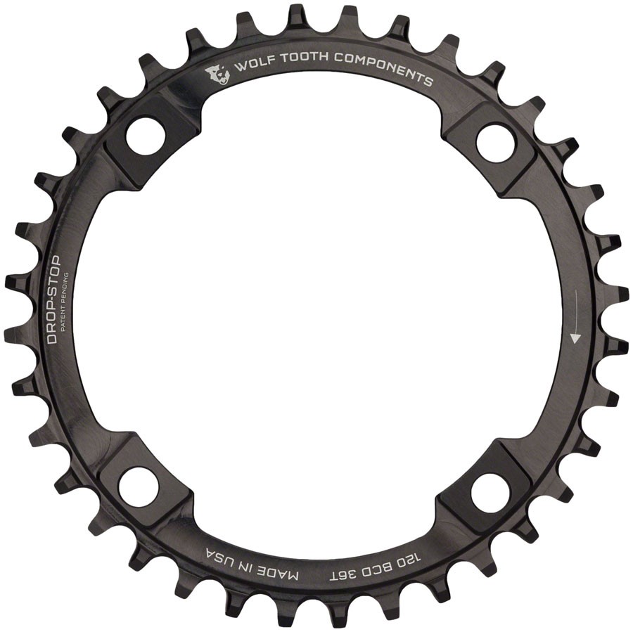 Wolf Tooth 120 BCD Chainring – 36t, 120 BCD, 4-Bolt, Drop-Stop A, Black