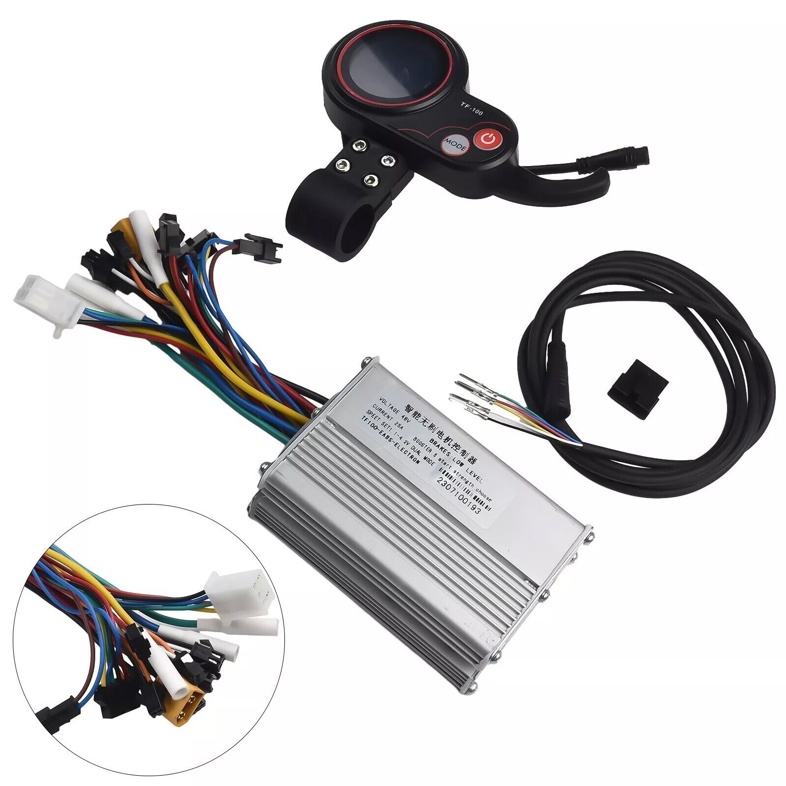 48V-25A 1200W Brushless Motor Controller + LCD Display + 6 Pin Cable For Scooter