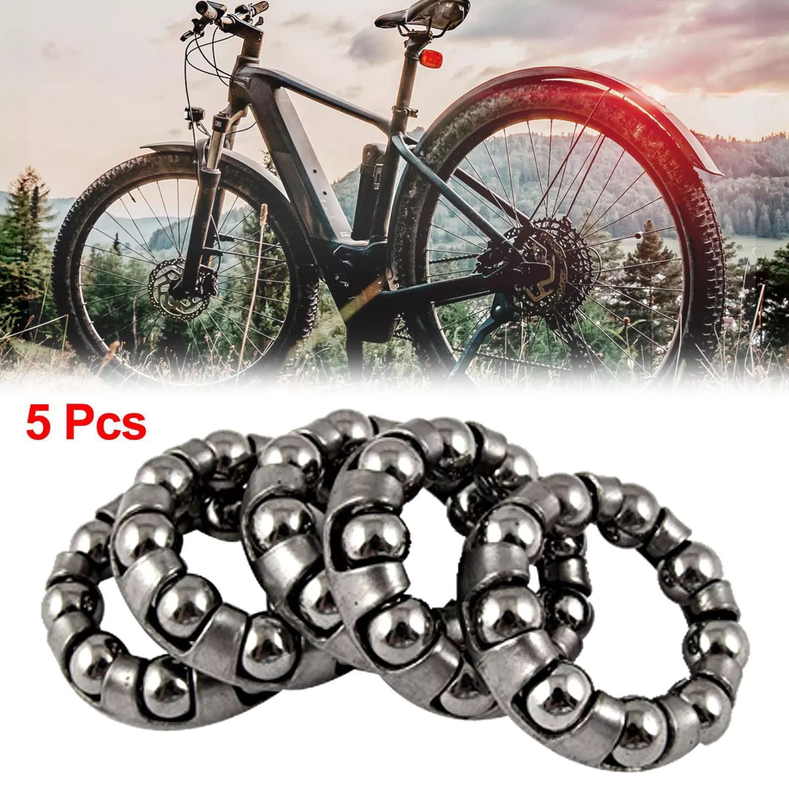 5PCS/Set Stainless Steel Silver 1/4 in x 9 Balls Bicycle Crank Ball Bearing