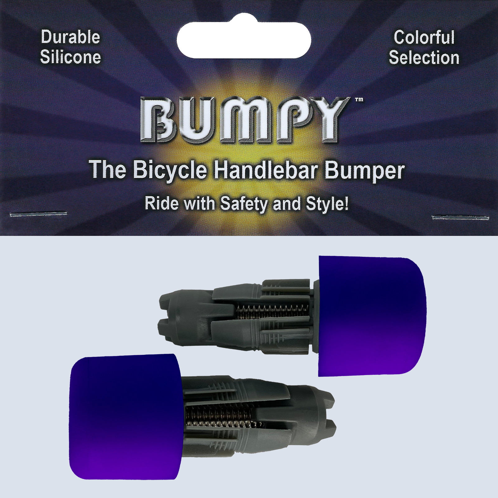 BUMPY END PLUG Bike Handlebar Soft Safe Secure Best Fit Grip Cap Purple Pair