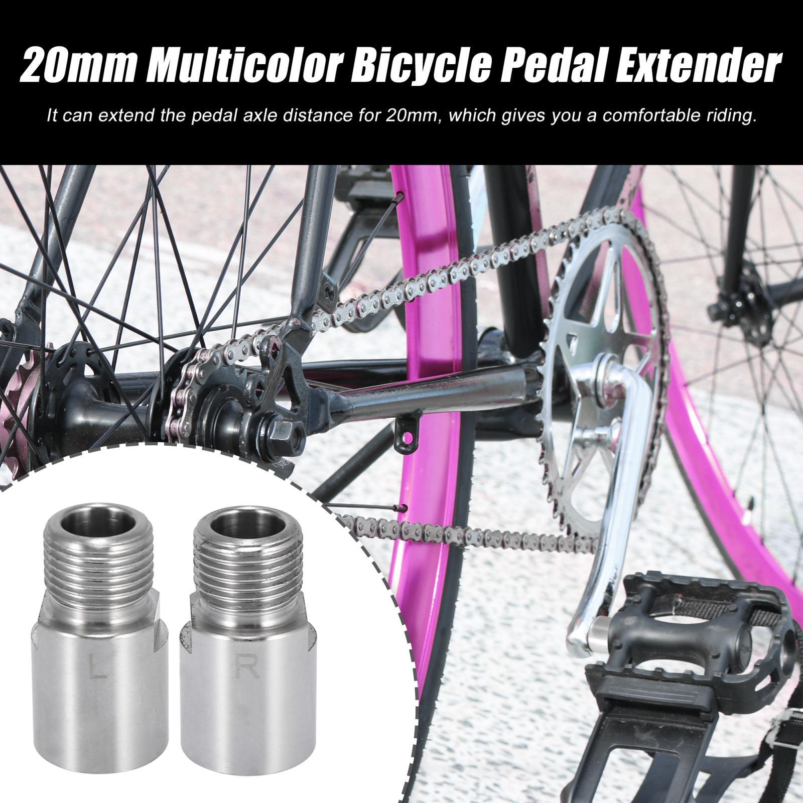 1 Pair Silver Tone Bicycle Pedal Extender Adapter 20mm for 9/16″ Cranks Bike