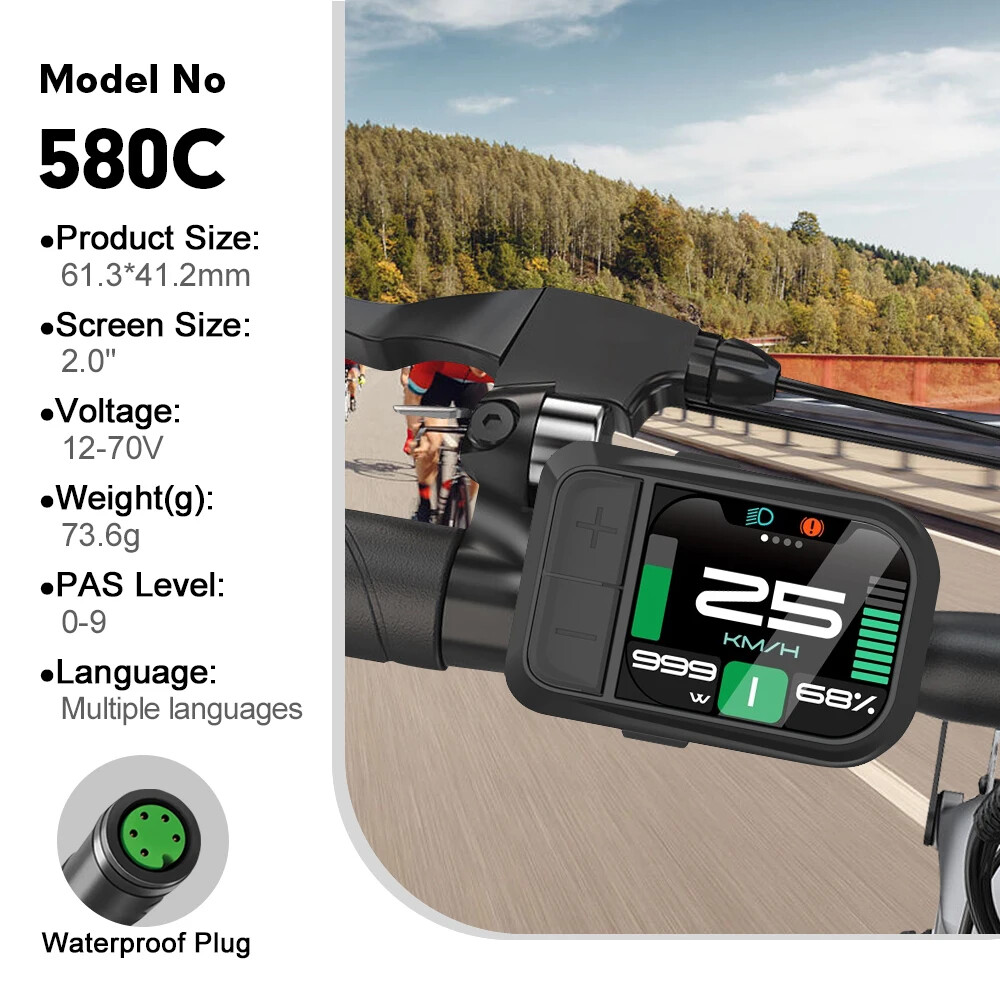 E-bike Display Multilingual E-bike Computer 9 PAS for Motor UART Protocol 5PIN