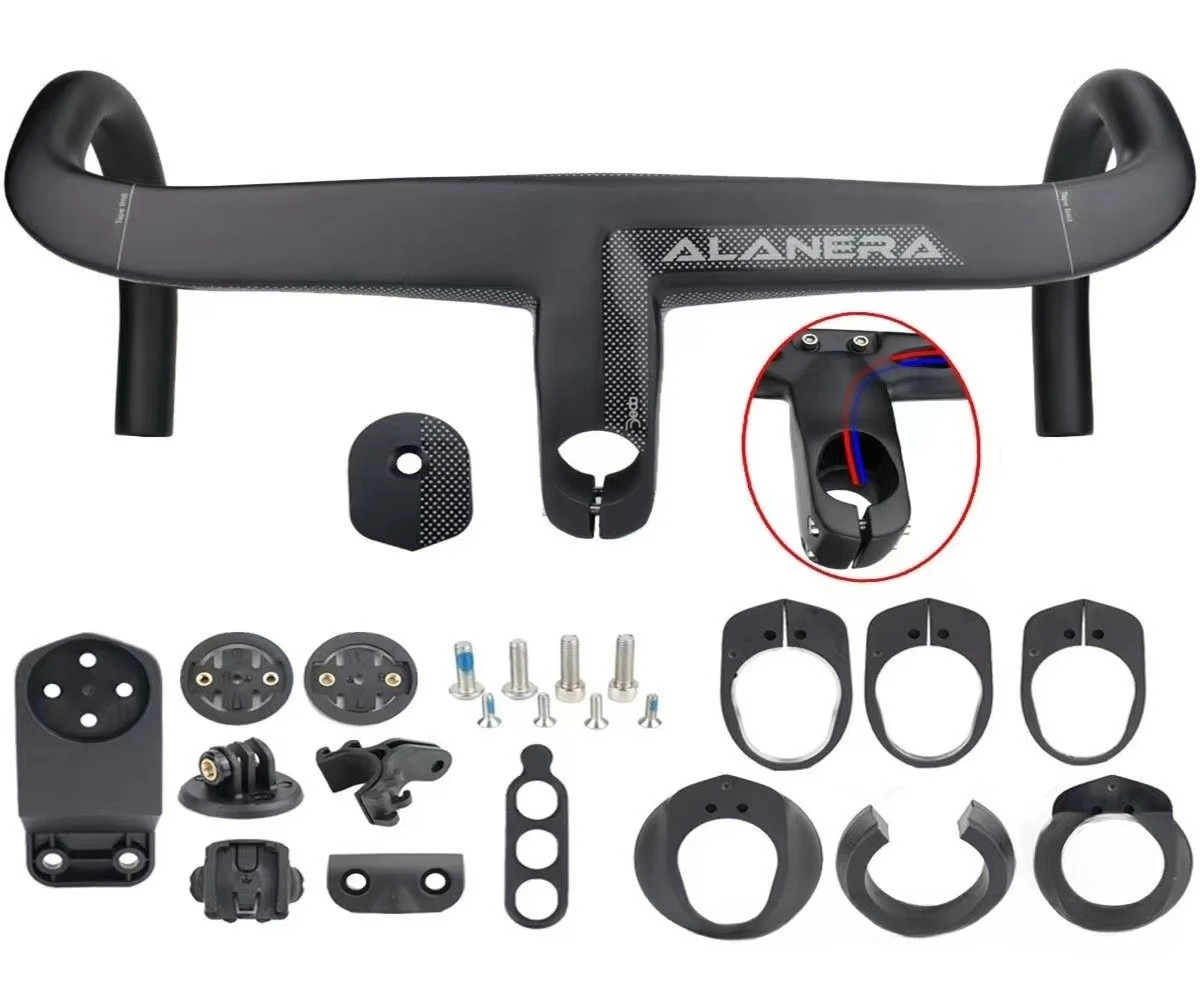 28.6mm Road Bike Carbon Integrated Handlebar with Headset Spacers Computer
