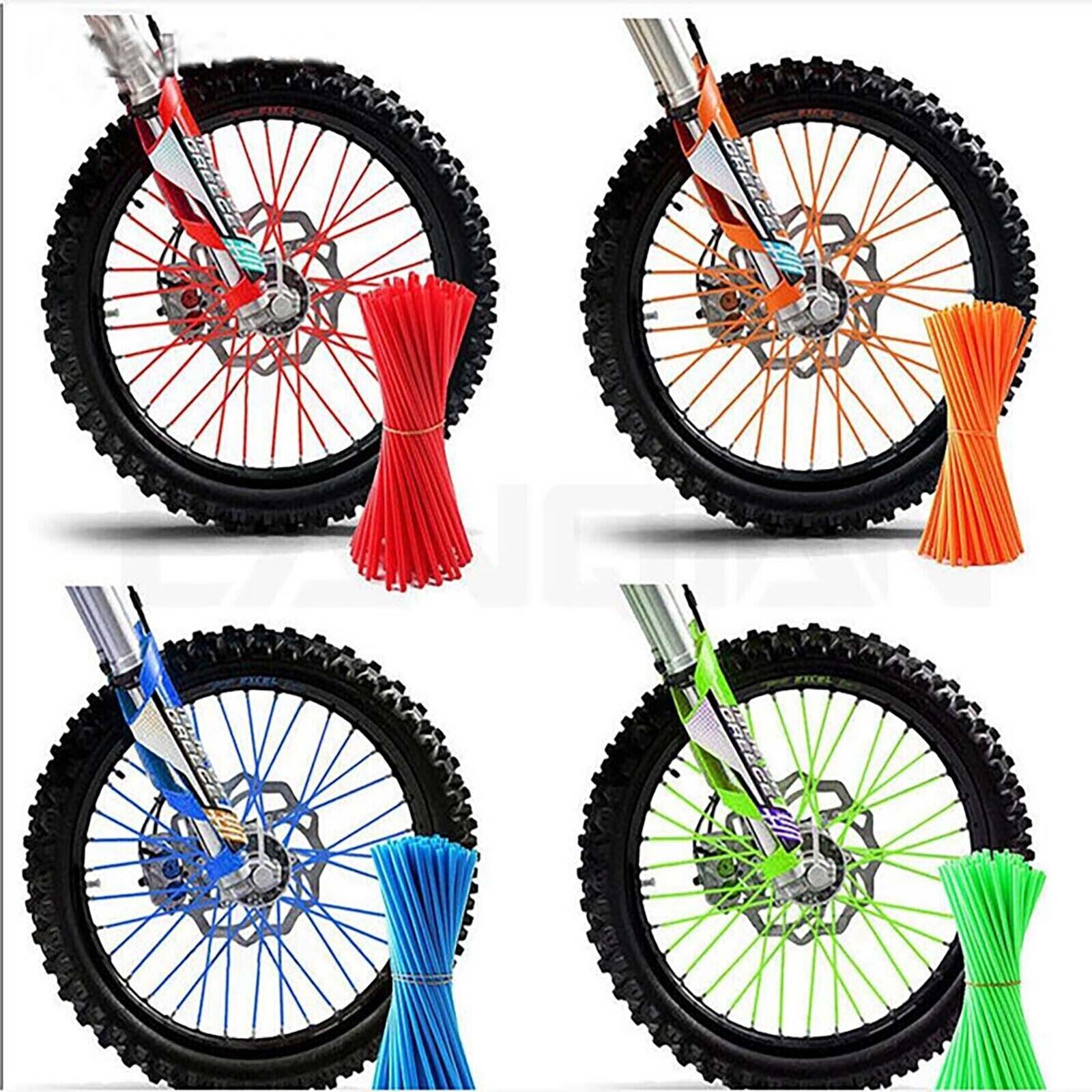 72pcs Dirt Bike Motorcycle Spoke Skin Cover Wheel Rim Guard Protector Wraps