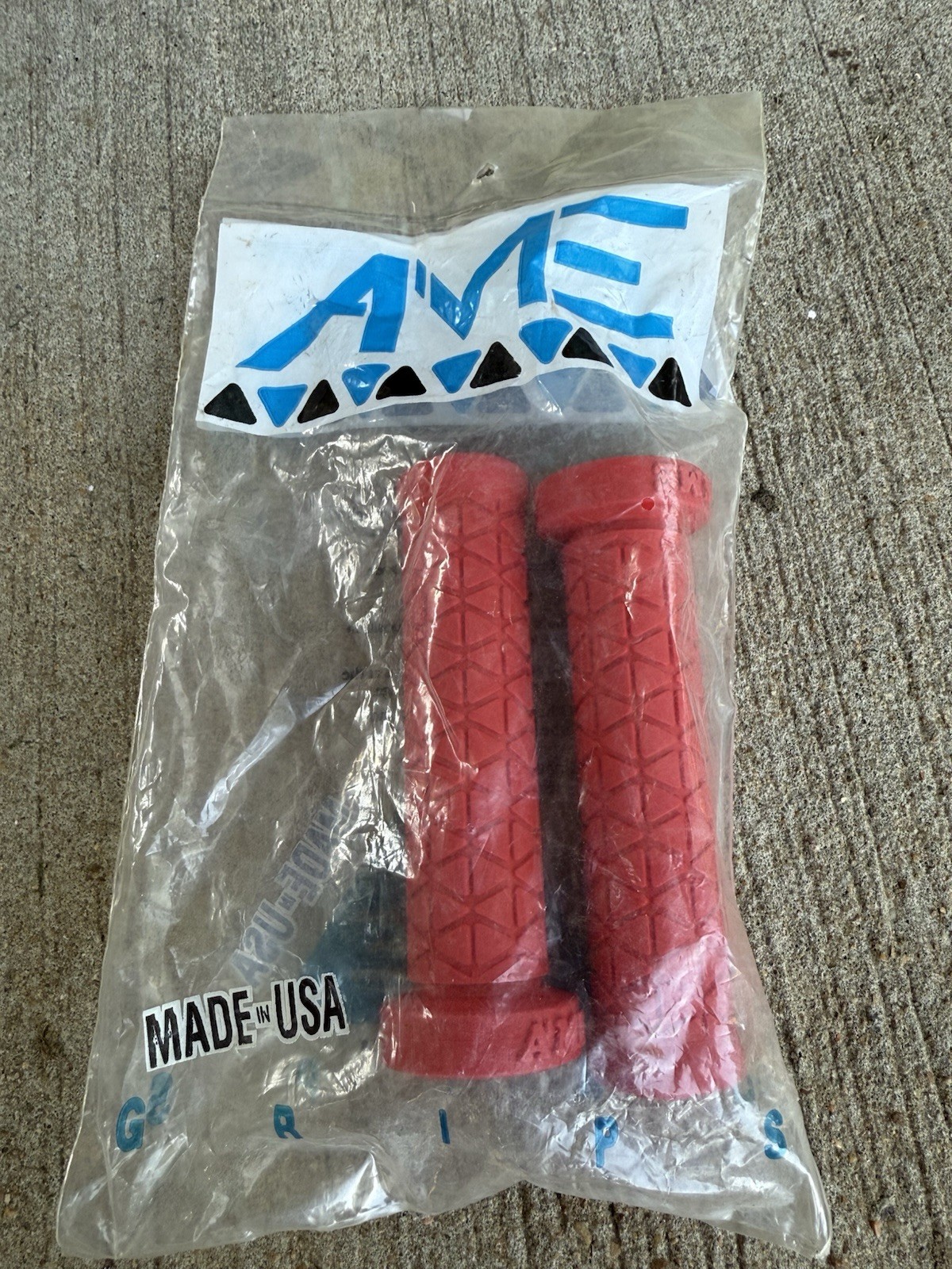 AME Red Rubber Slip-On Handlebar Grips Pair Universal Standard Grip