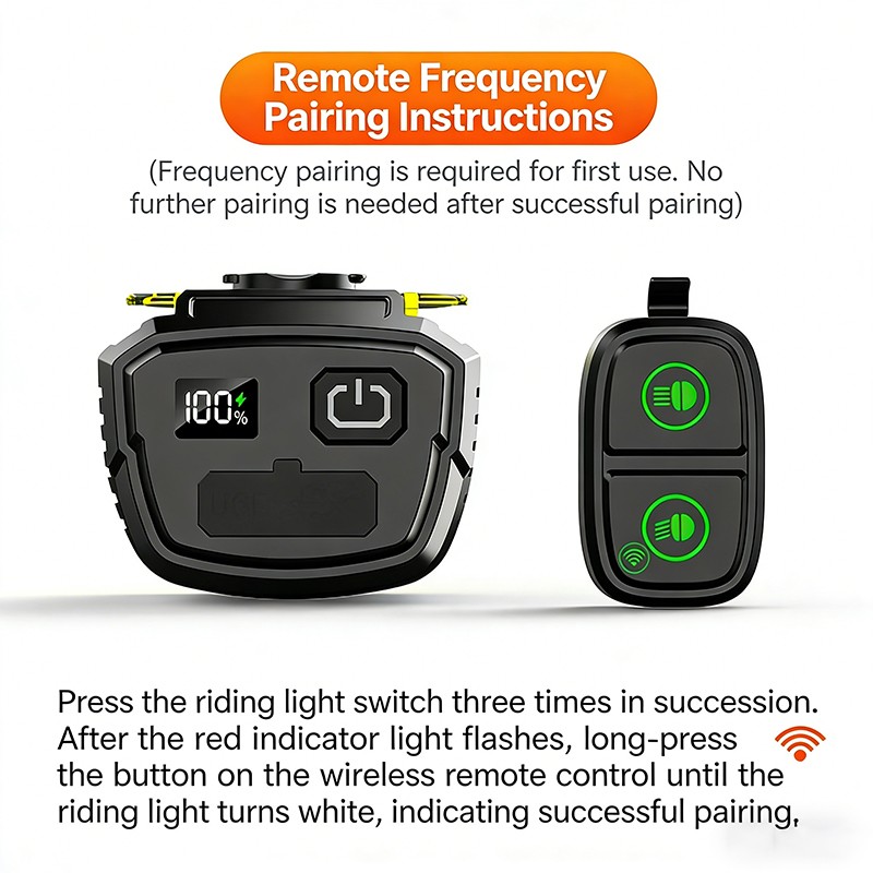 1100LM Wireless Bicycle Front Headlight with Remote Control-USB Rechargeable LED