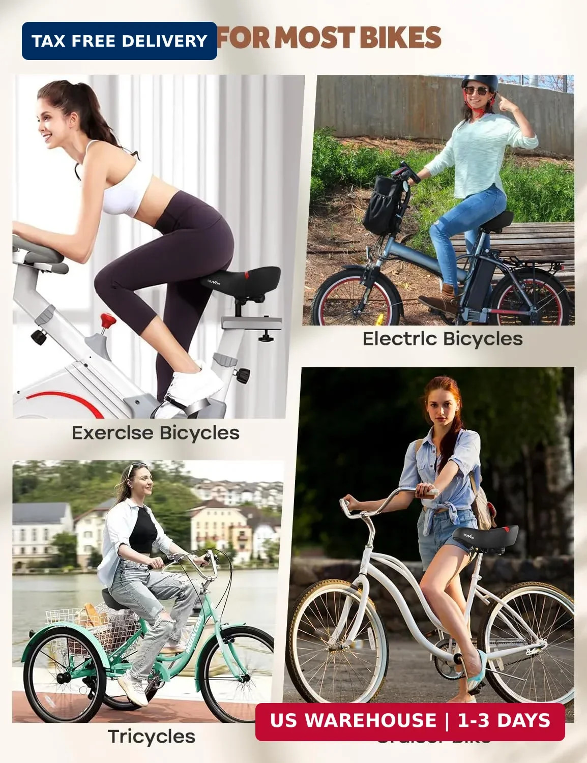 Oversized Bike Seat Compatible with Peloton, Comfort Bicycle Seat Replacement fo