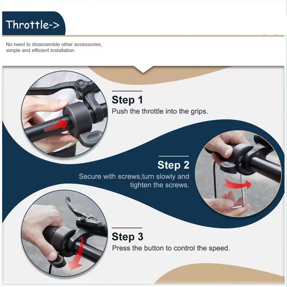 For 12V/24V/36V/48V/52V/72V Electric Bicycle 261ZX Thumb Throttle 3Pin SM Plug