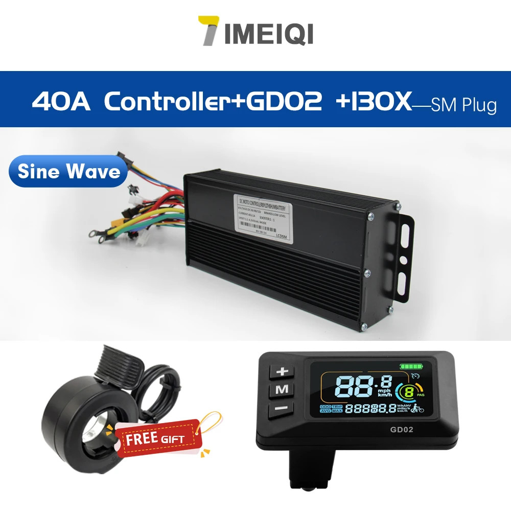 Ebike 3-mode Sine Wave Controller 17A/26A/30A/40A for 250W-3000W Brushless Motor