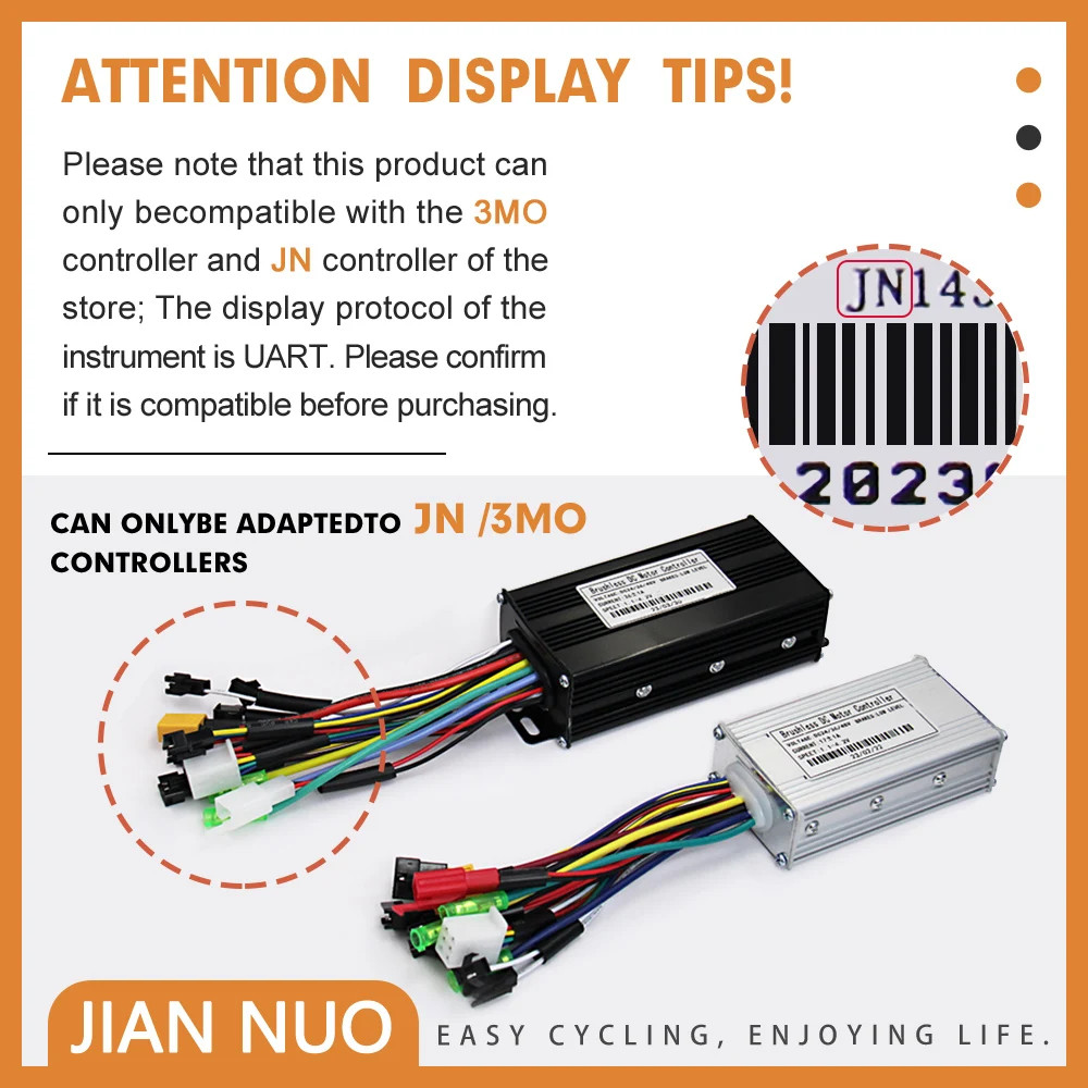 E-bike Display 24V 36V 48V 52V 60V 72V LCD Color Display 5Pin SM/Waterproof Plug