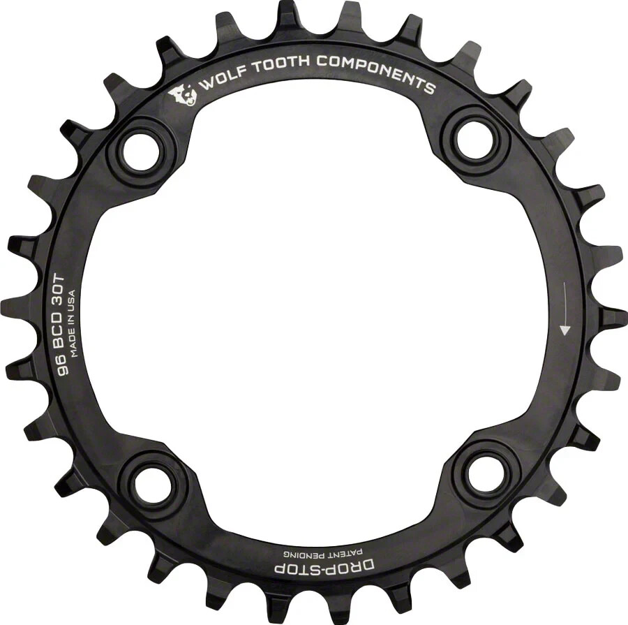 Wolf Tooth 1x 12s Drop-Stop 96 BCD Symmetric Shimano MTB Chainring 34T 4 Bolt XC