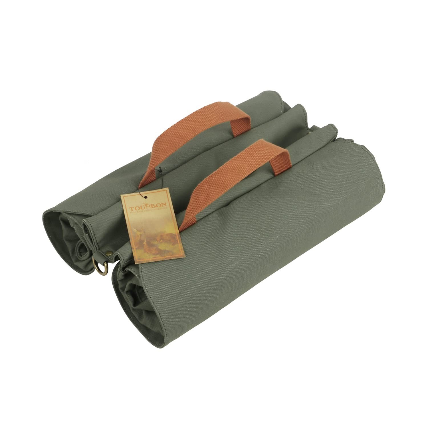 TOURBON Canvas Bike Bags Rear Rack Roll-up Bicycle Panniers Waterproof Green