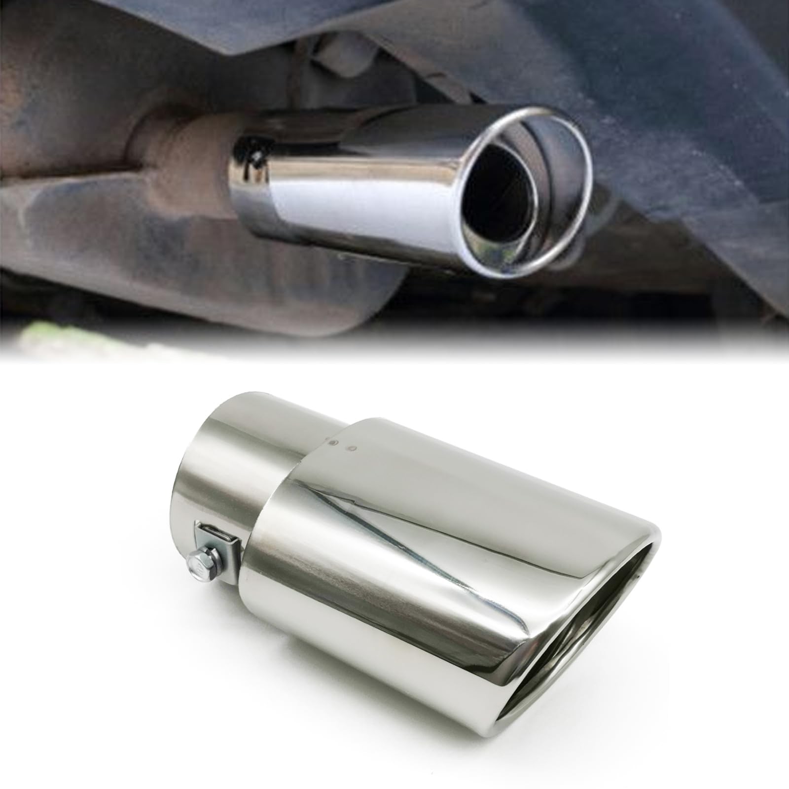 Universal Stainless Exhaust Tip 2.5″ Inlet 3.3″ Outlet Chrome Straight
