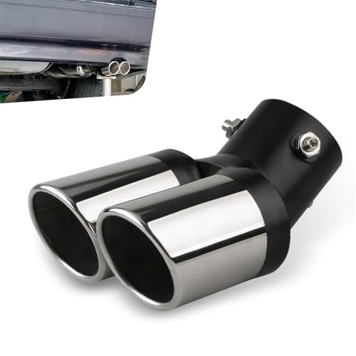 Car Dual Exhaust Tip, 2.5″ Dual Tail Pipe Muffler Tip, Stainless 1 PC Blue