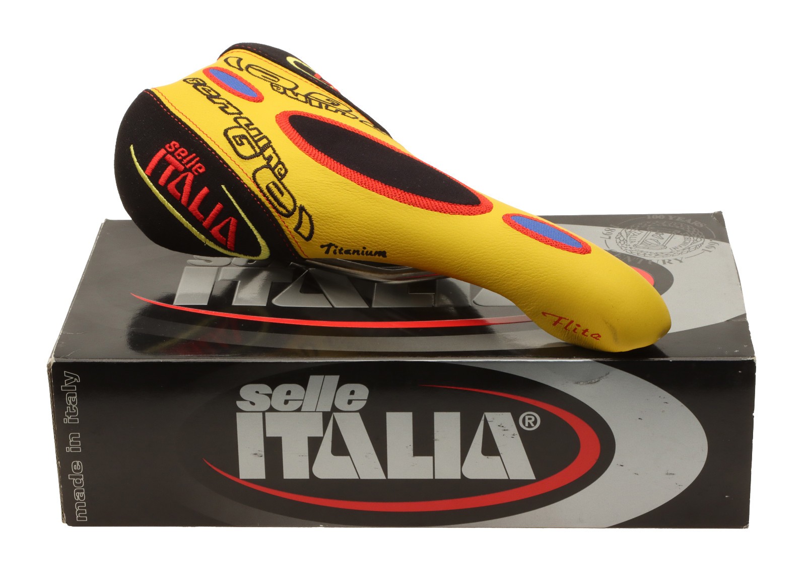 Selle Italia Flite Saddle Ti Rails Genuine Gel Yellow Leather NEW NOS *Shelfwear