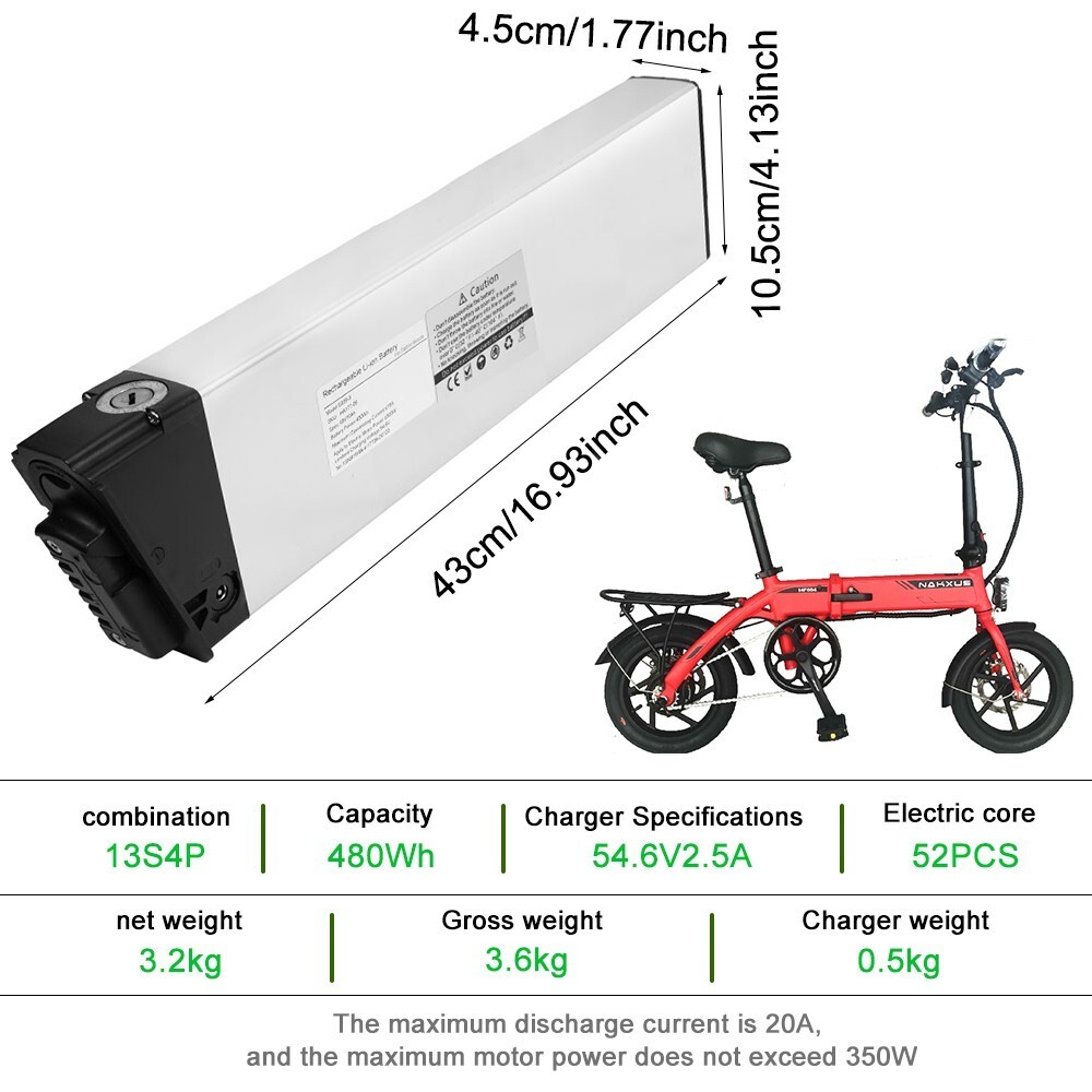 E-Bike Battery 48V 10AH Electric Bike Bicycle Lithium Ion Battery for 500W Ebike