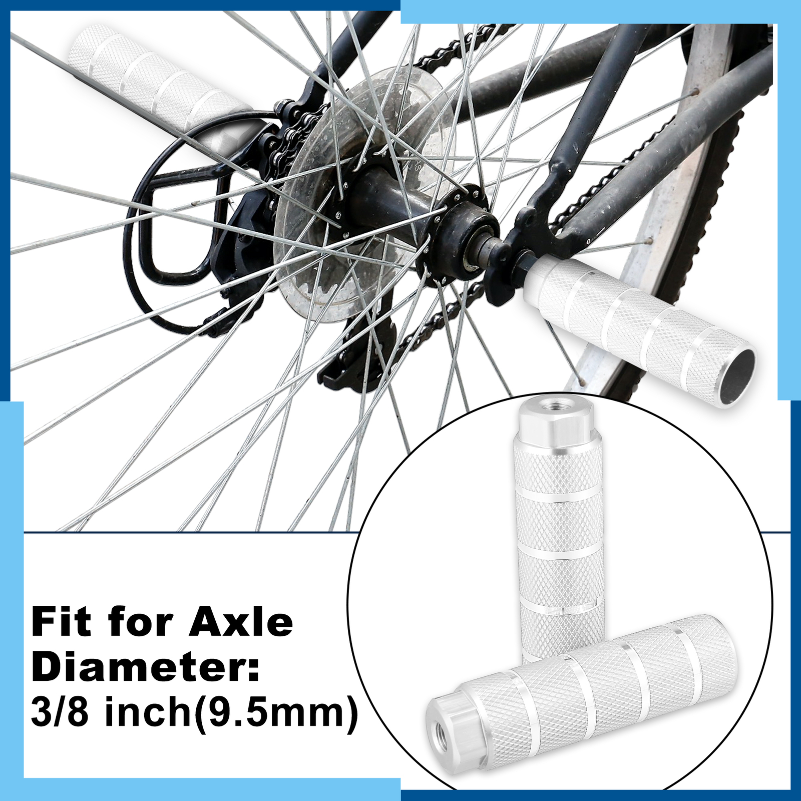 Universal Pack (4) Aluminum Alloy Rear Foot Pegs Footrests Fit 3/8 Inch Axles