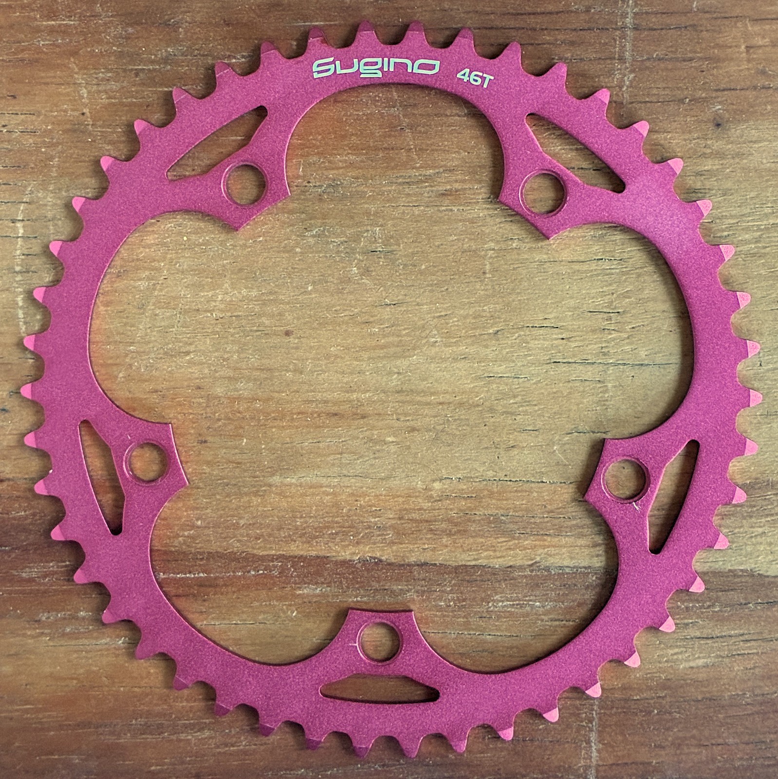 NOS Sugino Fixed Gear Chainring 46t 1/8″ 130bcd Red Track Pista Fixie Japan
