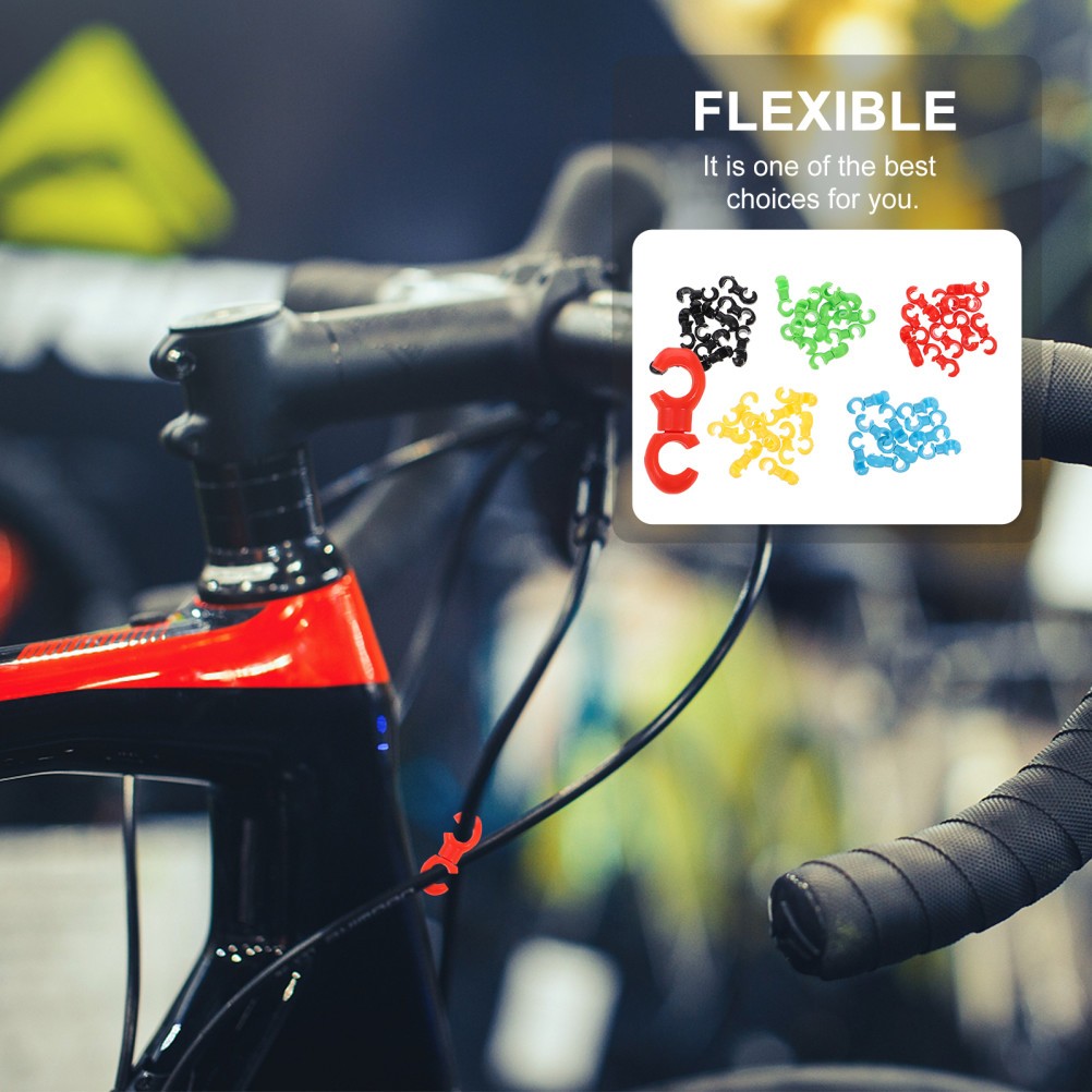 50pcs Wire Clamps Tubing Clips C Shaped Buckle Bike Line Buckle (Mixed Color)