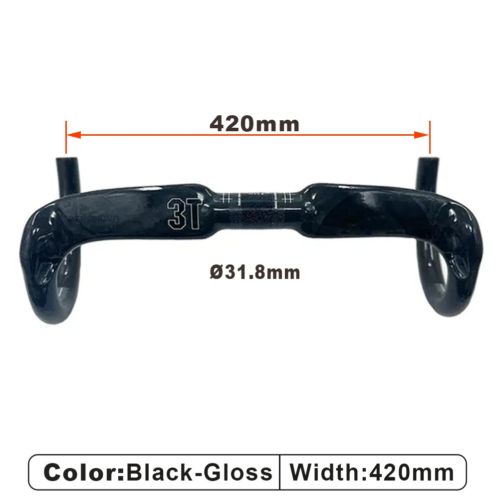 3T Road Bike Handlebar Carbon Fiber Bicycle Bend Handlebar 31.8*400/420/440mm