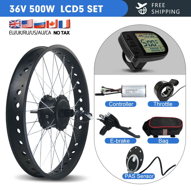 36V48V 500W EBike Fat Rear Cassette Hub Motor Wheel 170mm Dropout Snow Ebike Kit