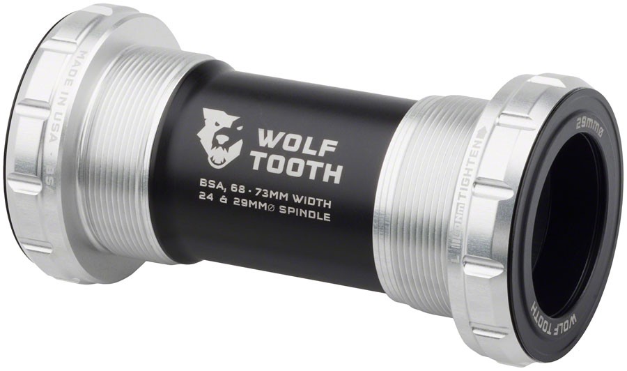 Wolf Tooth BSA English Bottom Bracket – 68/73mm, 29mm Spindle, Raw Silver,