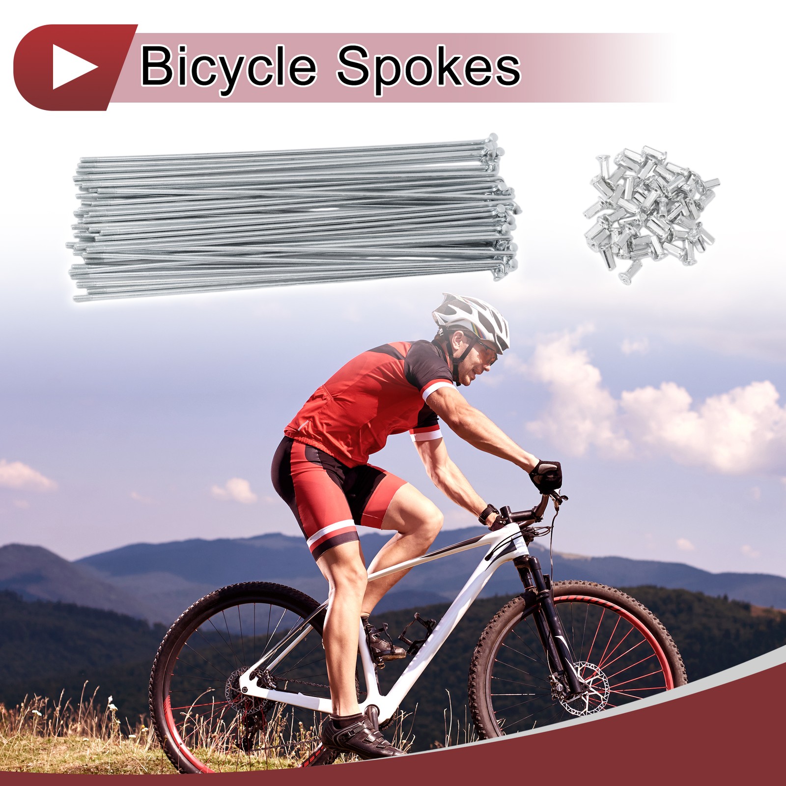 48 Set 10G Bicycle Spokes 250mm Bike Wheel Spokes Carbon Steel Galvanized