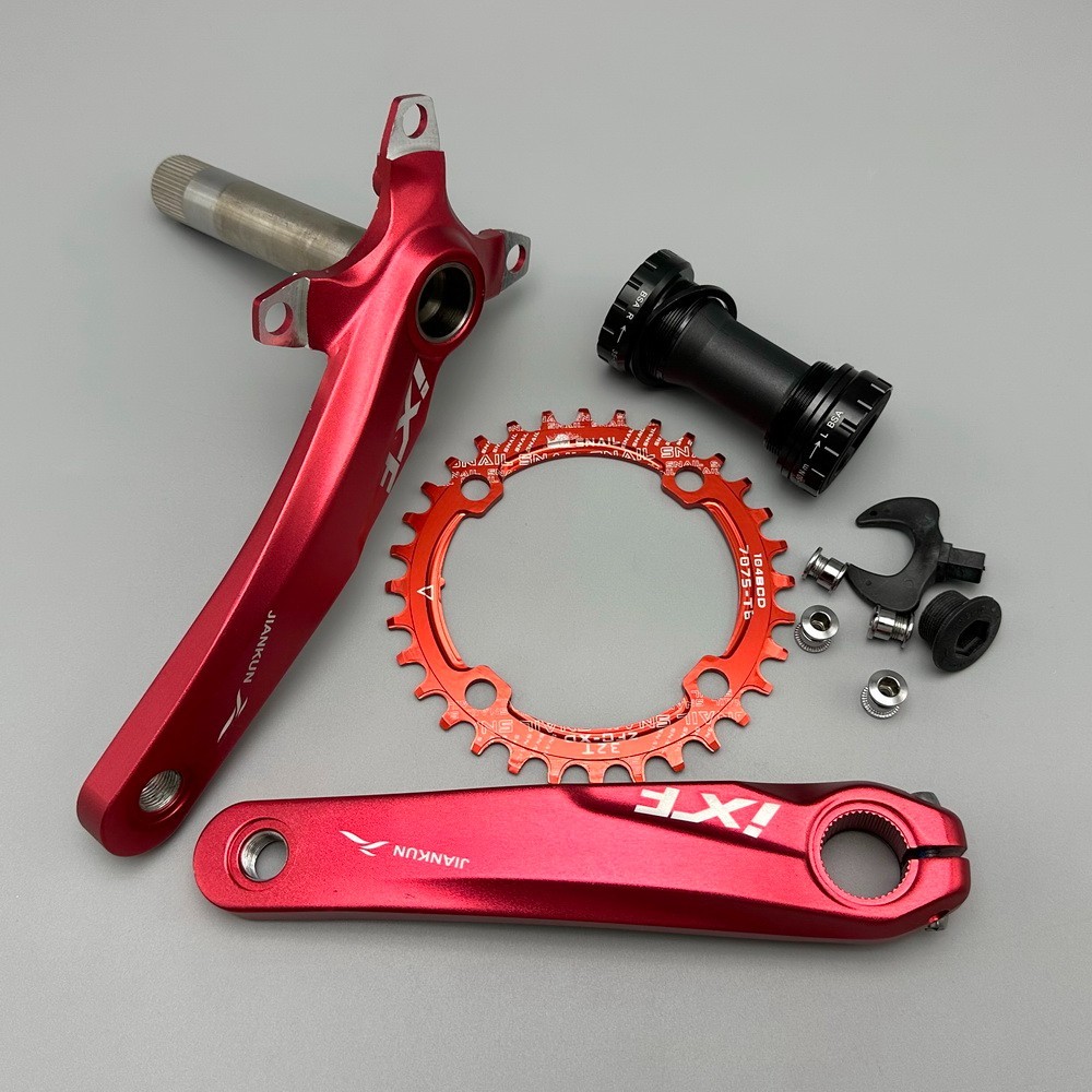 MTB Road Bike Crankset Crank arm 170mm w BB Narrow Wide Single Chainring 32T Red