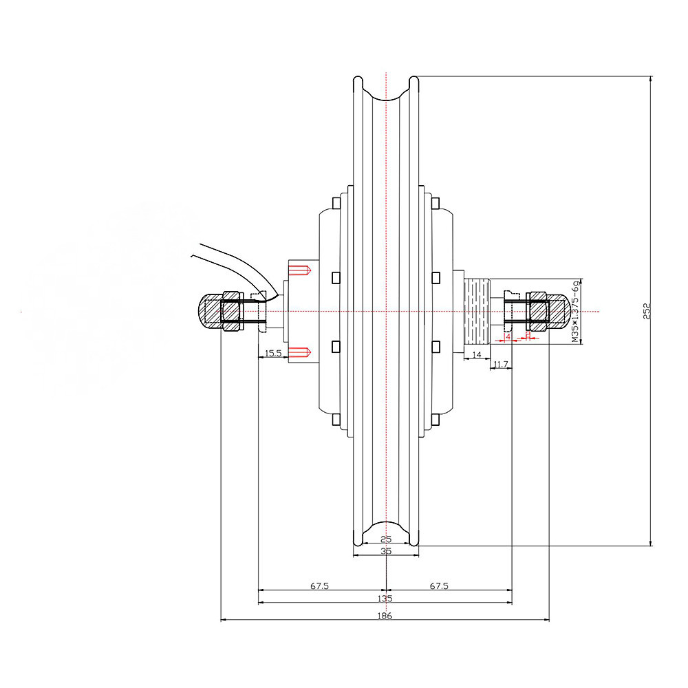 12 Inch 800W-1500W Gearless Motor Disc Brake Electric Bike Scooter Motor 36V-72V