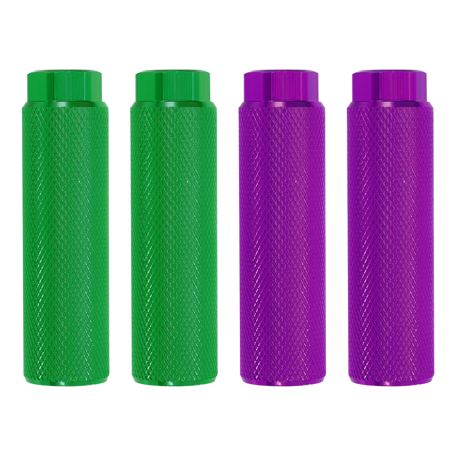 4 Pack Aluminum Alloy Bike Pegs Anti-Skid Fit 3/8 Inch Axles Green/Purple