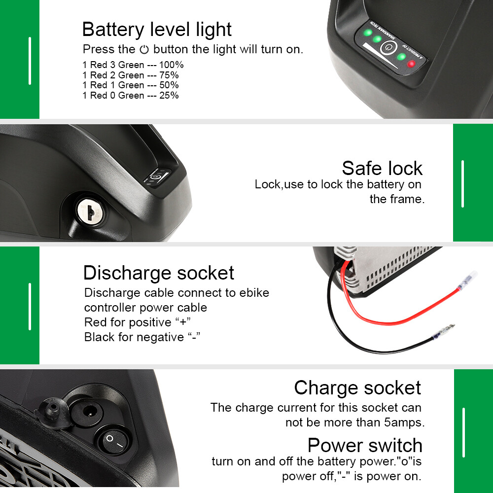 E bike Lithium Battery 36V 13Ah Hailong Ebike Battery 36V 500W Electric Bike