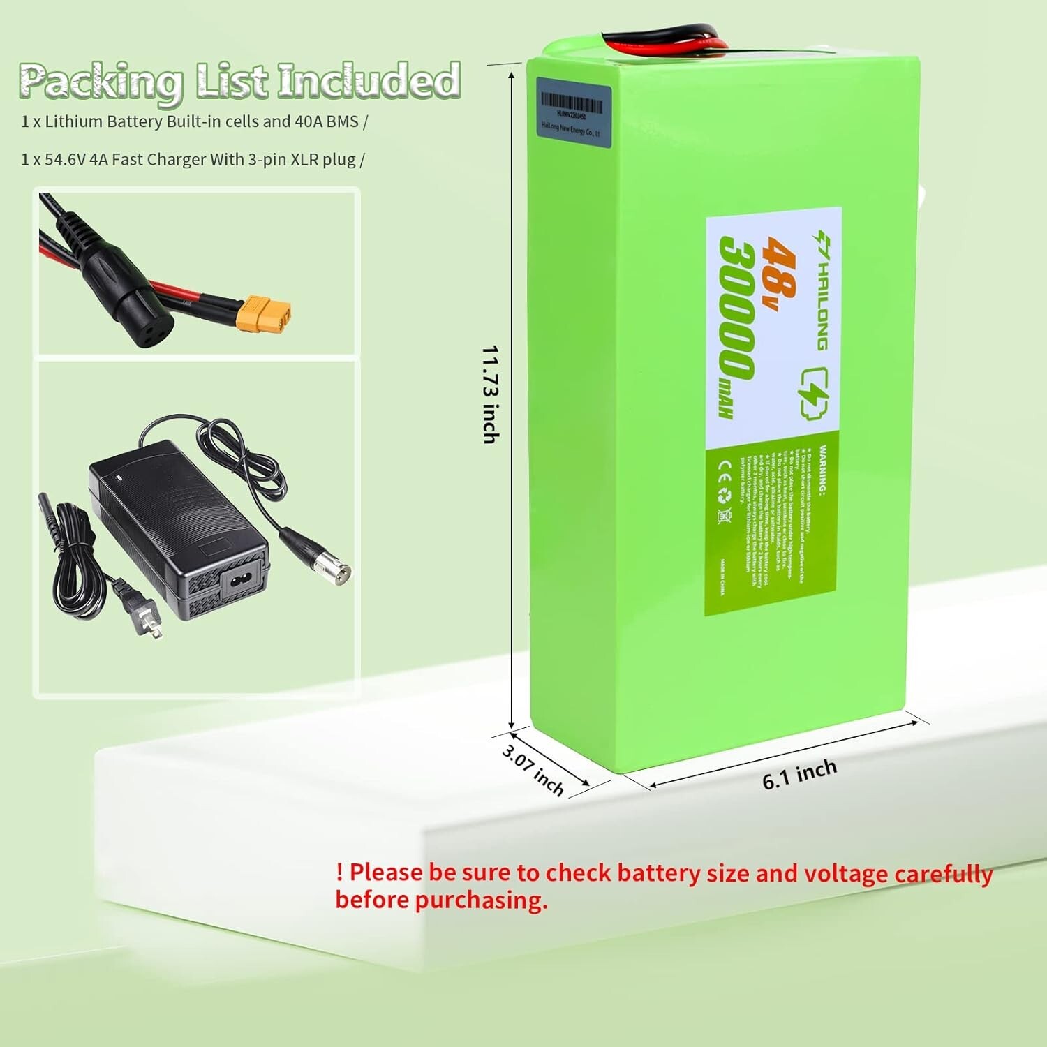 H HAILONG 48V 30Ah Battery lithium Battery for 200W-1500W Ebike Electric Bicycle