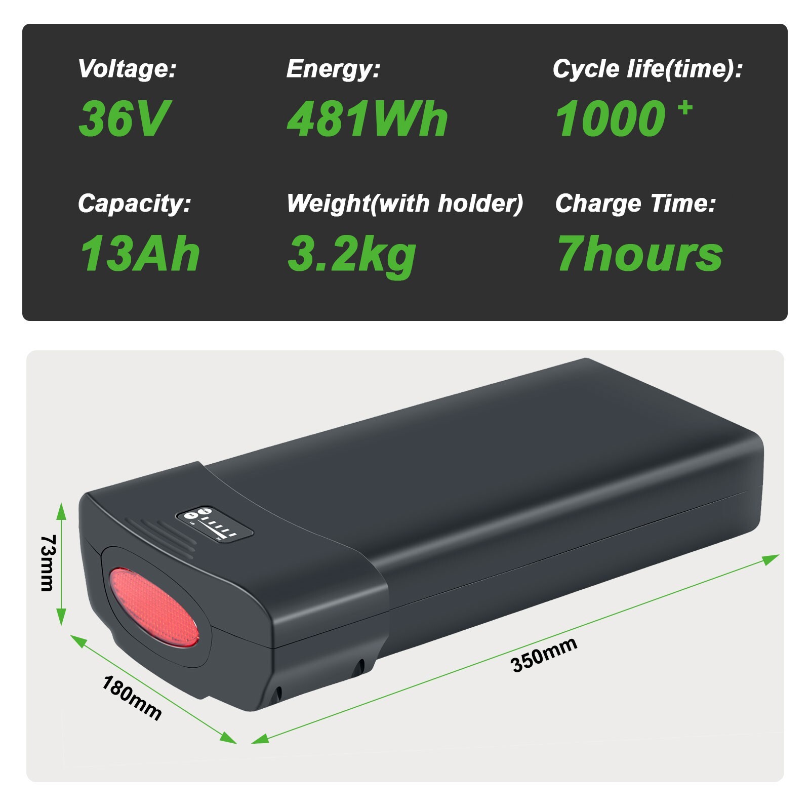 Pedego Electric Bike Battery 36V 13Ah Lithium Ion Rear Ebike Battery Pgoebikes