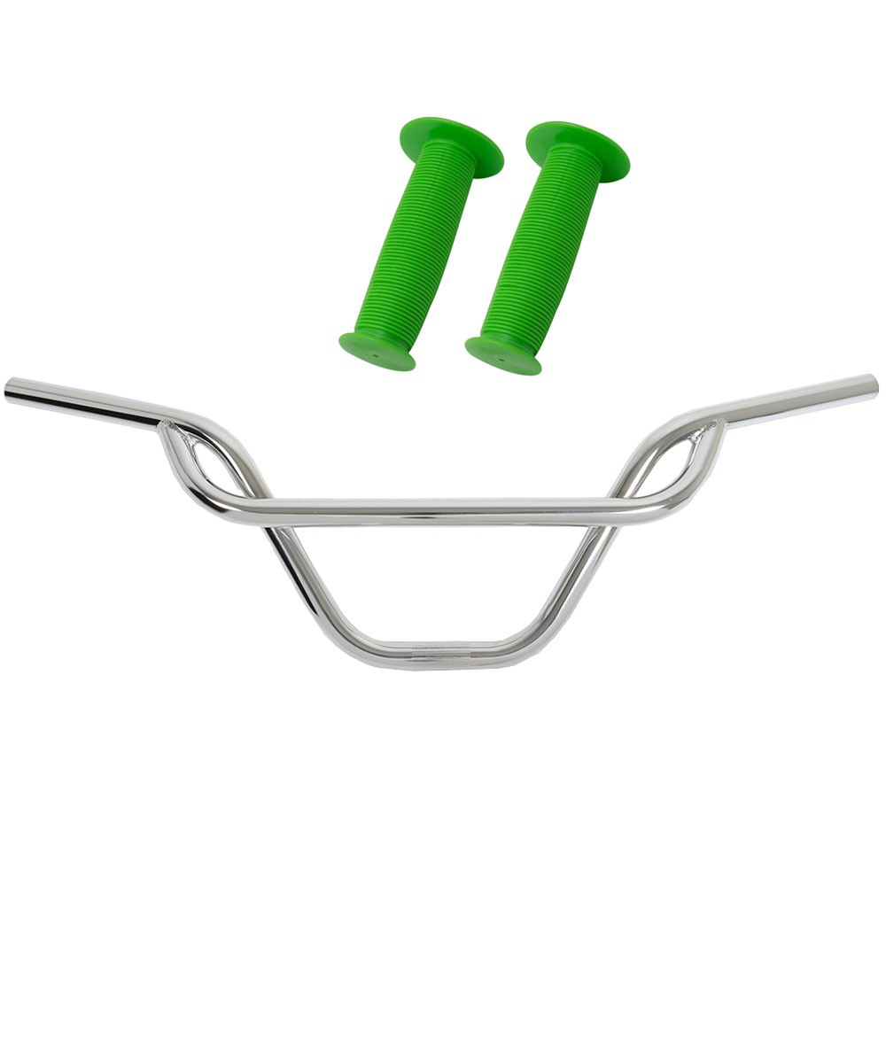 PRO+ 325 Chrome Handlebar & Green Mushroom Grips