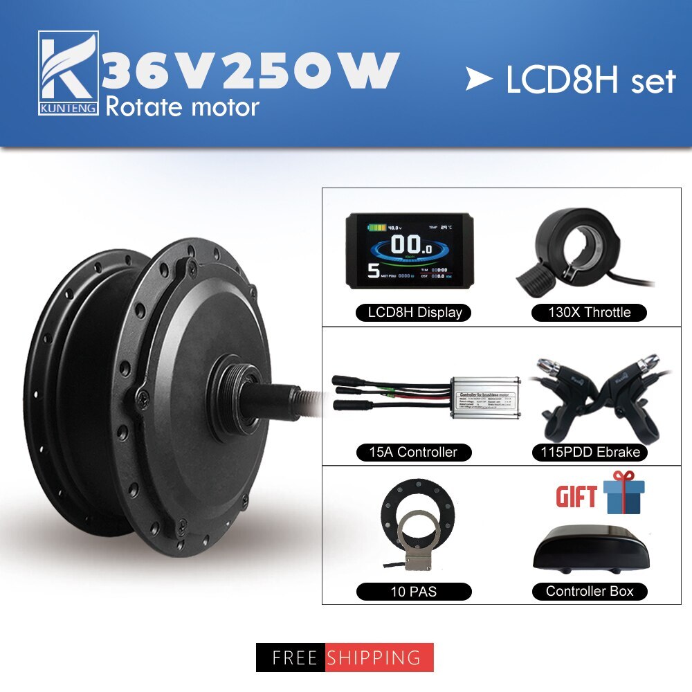 Electric Bike Conversion Kit Rear Rotate Hub Motor 36V/48V 250W Waterproof Plug
