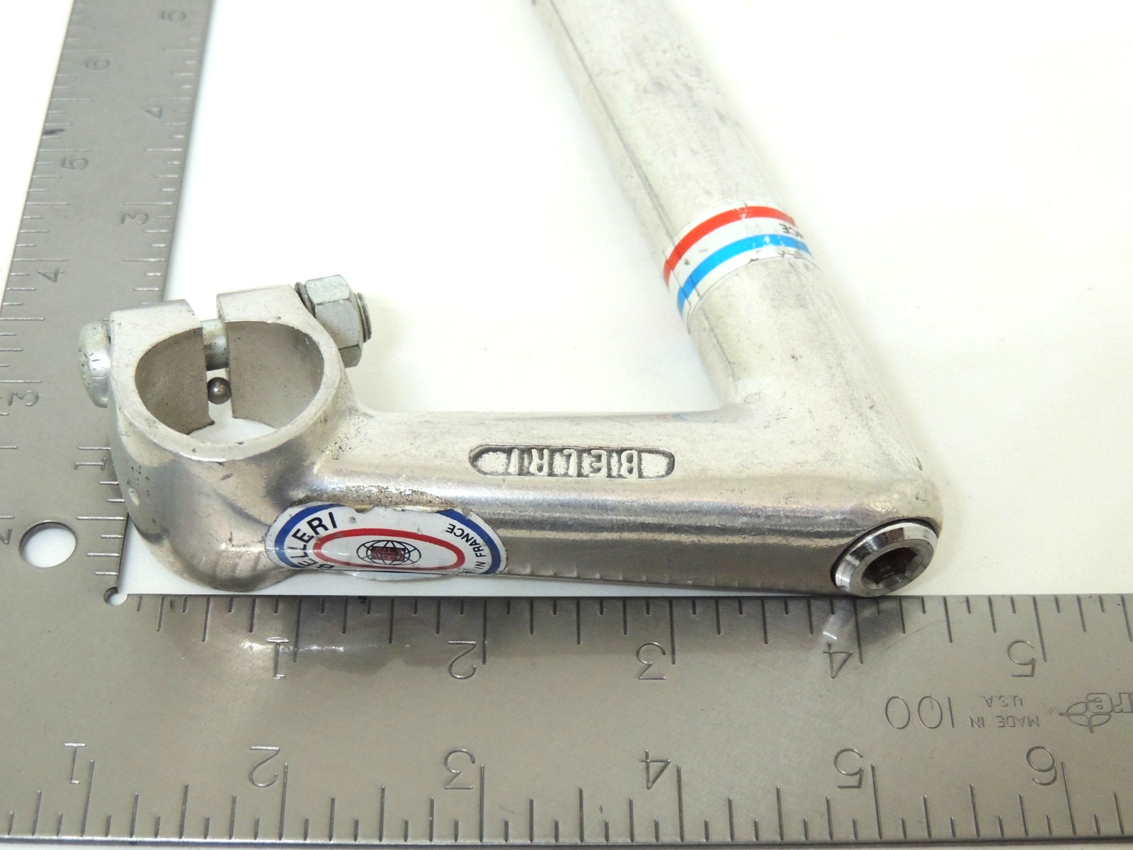 Vintage Belleri bicycle gooseneck quill stem 21.9mm x 90mm (NOS) Made in France