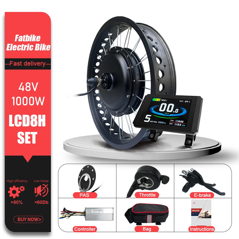 Snow E-bike Fat Tire 48V 1000W 20/24/26in Brushless Rear Rotate Hub Motor Wheel