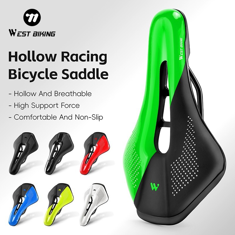 WEST BIKING Bicycle Saddle Racing Bike Seat Cycling Cushion Black Green