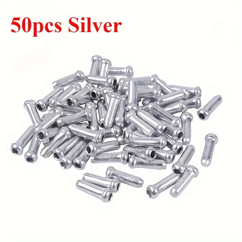 New 50 Pcs Aluminum Bike Bicycle Shifter Brake Cable Tips Caps Ends Crimps