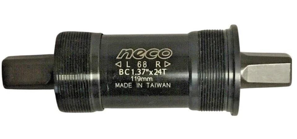 NECO Square Taper Bottom Bracket 68×119mm BSA Sealed Cartridge Black