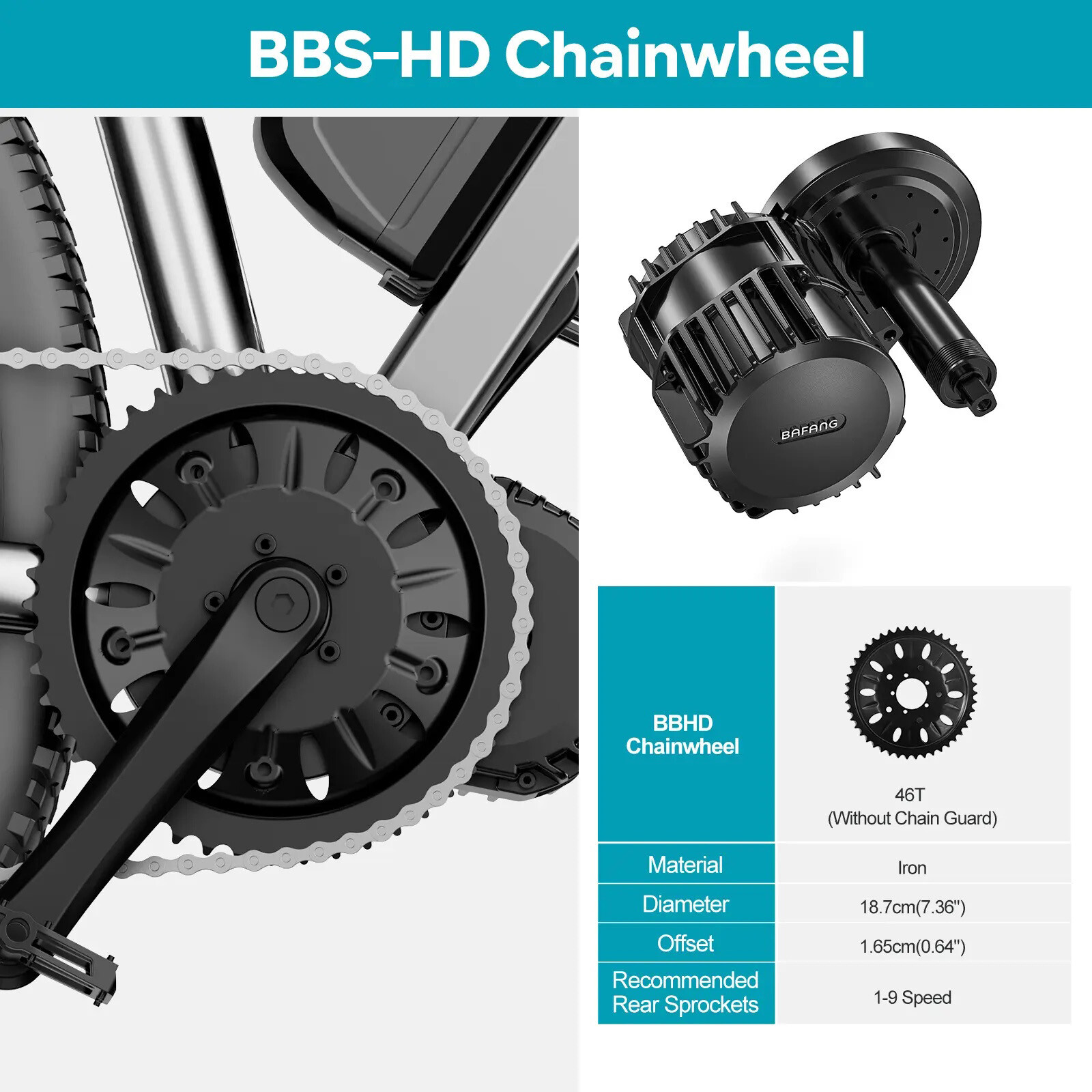 48V1000W Bafang Mid Drive Motor Kits 68-120mm BBS-HD BBS03 DIY Ebike Conversion