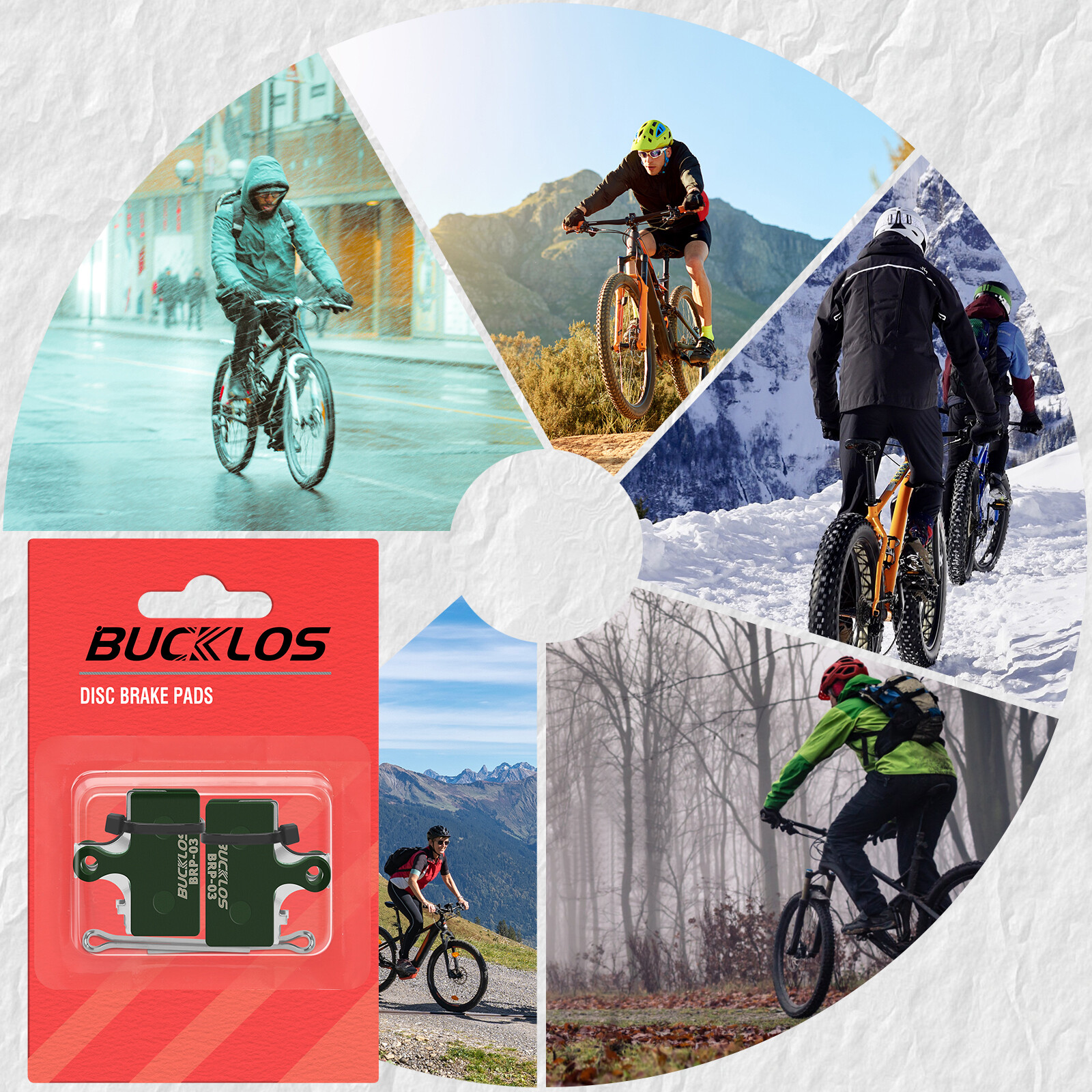 BUCKLOS BRP-03 Disc Brake Pad Resin Sintered-metal Ceramic MTB for Shimano G01S
