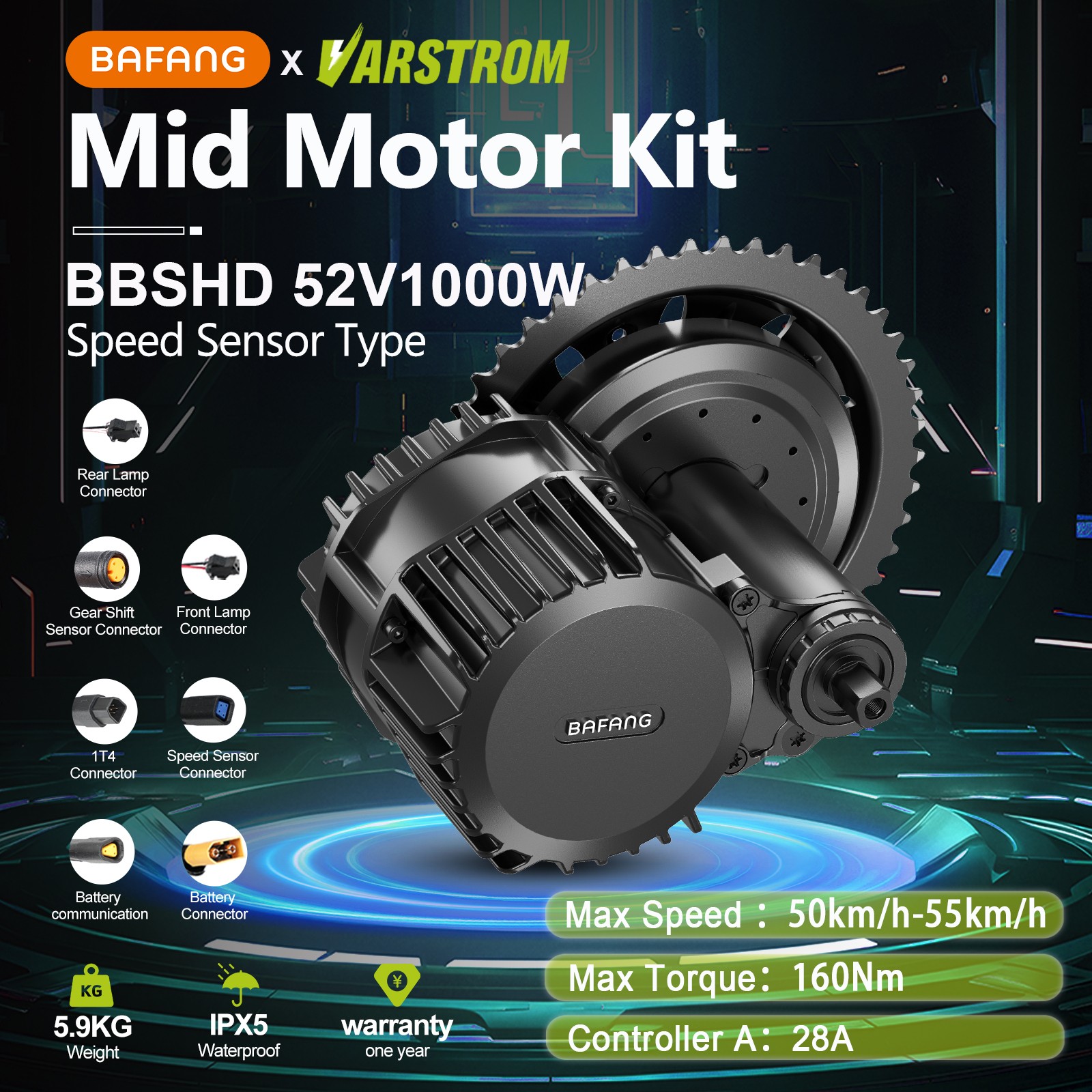 BAFANG Can-bus 52V 1000W 68-73mm BBSHD Mid Drive Motor Ebike Conversion Kits US