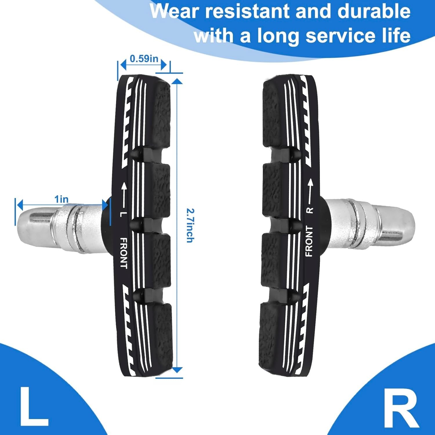 Bike Brake Pads Set, 70mm Universal V-Brake Blocks for Mountain and Road Bicycle